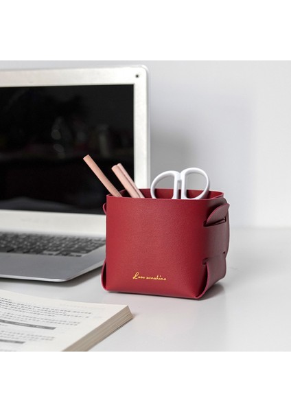 Saklama Sepeti Katlanabilir Masaüstü Organizatör Deri Sepet, Şarap Kırmızısı (Yurt Dışından) fiyatları