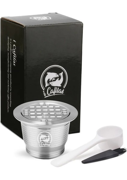 1 Kapsül Stili Nespresso Doldurulabilir Paslanmaz Çelik Kahve Filtreleri Için Icafilas Kapsül Espresso Yeniden Kullanılabilir Kahve Fincanı Baklaları Tamper Kaşığı ile (Yurt Dışından)