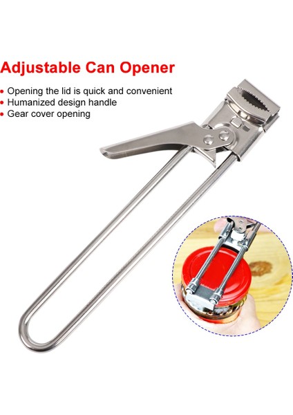 Gümüş Tarzı Ayarlanabilir Şişe Açacağı Paslanmaz Çelik Kapaklar Kapalı Kavanoz Açacağı Emek Tasarruflu Vidalı Konserve Açacağı Zayıf Eller Için Kolay Kavrama Mutfak Aleti (Yurt Dışından) indirimleri