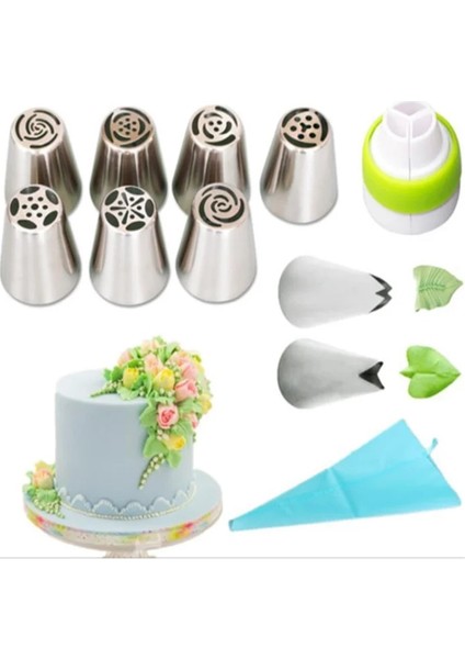 11 Adet Tarzı 3- Rus Buzlanma G Nozulları Lale Paslanmaz Çelik Çiçek Kremalı Pasta Pasta Ipuçları Yaprak Nozulları Silikon Çanta Cupcake Dıy (Yurt Dışından)