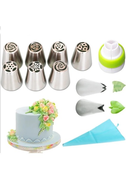 11 Adet Tarzı 3- Rus Buzlanma G Nozulları Lale Paslanmaz Çelik Çiçek Kremalı Pasta Pasta Ipuçları Yaprak Nozulları Silikon Çanta Cupcake Dıy (Yurt Dışından)