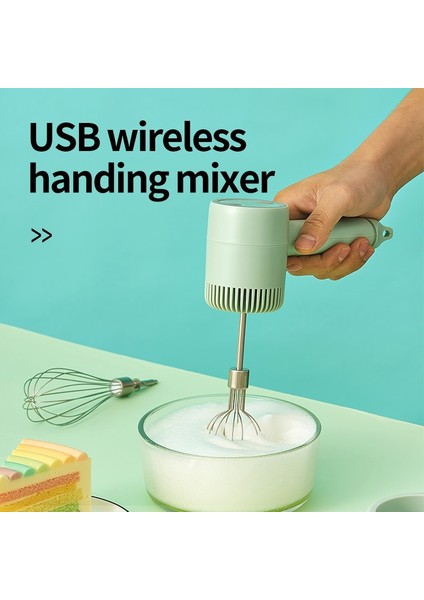 Yeşil 3 Set Stili Wireleeed Mini Mikser Elektrikli Gıda Blender El Mikseri Yumurta Çırpıcı Otomatik Kremalı Gıda Kek Pişirme Hamur Mikseri (Yurt Dışından)