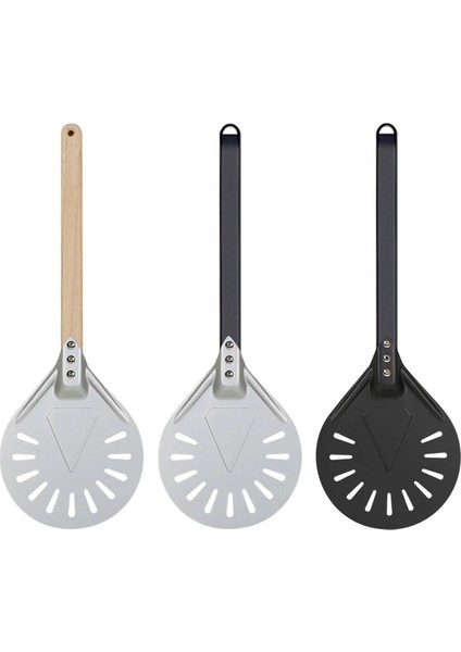 Bej Tarzı Pizza Torna Küçük Pizza Kabuğu Kürek Kısa Yuvarlak Pizza Aleti Kaymaz Ahşap Saplı Delikli Pizza Küreği Alüminyum (Yurt Dışından) fiyatları