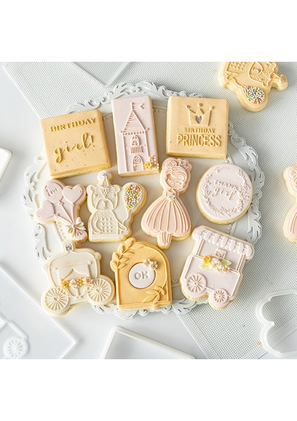 Prenses Kabartma Stili Sevimli Prenses Doğum Günü Çerez Piston Kesiciler Fondan Kek Kalıbı Bisküvi Sugarcraft Kek Dekorasyon Araçları Çerez Damgası (Yurt Dışından) modelleri