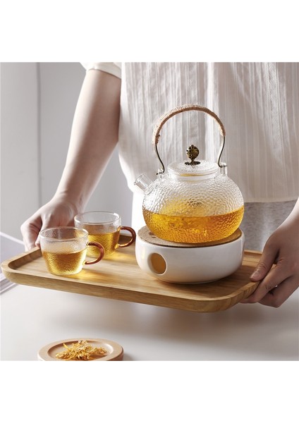 4 Bardak Tarzı Cam Çaydanlık Ev Yüksek Sıcaklığa Dayanıklı Kaldırma Kirişli Pot Isıtma ve Kaynar Sulu Çiçek Çaydanlık Seti Özel (Yurt Dışından) fiyatları