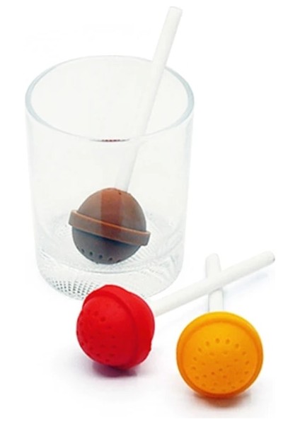 No.5 Tarzı Silikon Çay Süzgeç Lolipop Şekli Çay Demlik Yeniden Kullanılabilir Metal Çay Poşeti Filtre Gevşek Yaprak Yeşil Çay Süzgeç Kupa Demlik (Yurt Dışından)