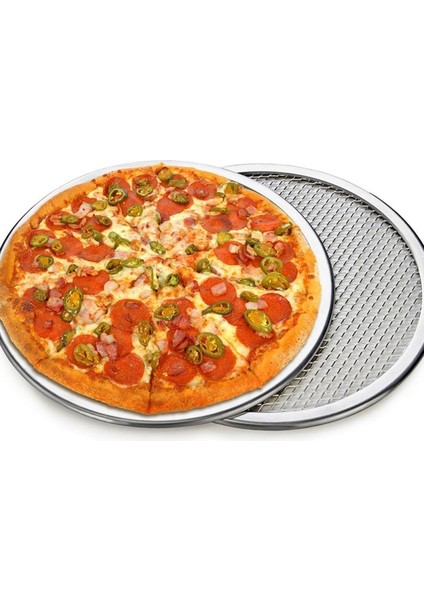12 Inç Tarzı Yapışmaz Pizza Pişirme Tavası Yuvarlak Karbon Çelik Hasır Tepsi Metal Plaka Alüminyum Için Yuvarlak Derin Dzza Pan Tepsi Kalıbı (Yurt Dışından) fırsatları