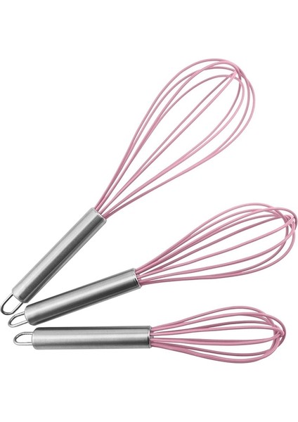 Gösterilen Stil Gibi 3'lü Silikon Çırpıcı () Inç Çırpma Seti Köpürtücü Mutfak Balonu Tel Wisks Karıştırma Karıştırma Çırpma (Pembe) (Yurt Dışından)