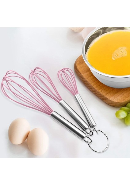 Gösterilen Stil Gibi 3'lü Silikon Çırpıcı () Inç Çırpma Seti Köpürtücü Mutfak Balonu Tel Wisks Karıştırma Karıştırma Çırpma (Pembe) (Yurt Dışından) modelleri