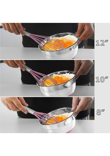 Gösterilen Stil Gibi 3'lü Silikon Çırpıcı () Inç Çırpma Seti Köpürtücü Mutfak Balonu Tel Wisks Karıştırma Karıştırma Çırpma (Pembe) (Yurt Dışından) fırsatları