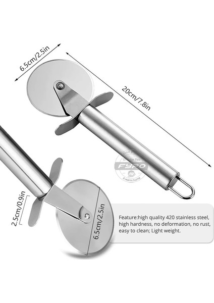 Koyu Haki Stili Paslanmaz Çelik Pizza Kesici, Pizza Tekerlek Dilimleme Kek Ekmek Turta Yuvarlak Bıçak Mutfak Aletleri Pişirme Kesme Aletleri (Yurt Dışından)