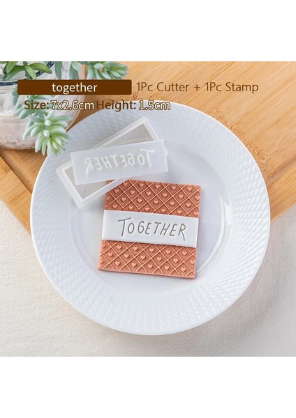 PC0315-BIRLIKTE Stil Geometrik Aşk Desen Sevgililer Günü Fondan Bisküvi Kalıbı Ingilizce Mektup 3D Kabartma Damga Düğün Doğum Günü Partisi Pişirme Aracı (Yurt Dışından)