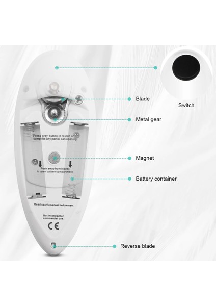 1 Adet Beyaz Stil Elektrikli Konserve Açacağı Bira Şişesi Kavanoz Pille Çalışan Keskin Olmayan El Kavanoz Teneke Açacağı Güvenli Mutfak Bar Aracı Gadget'ı (Yurt Dışından)