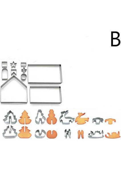 18 Adet Gümüş Tarzı Pcs 3D Noel Evi Bisküvi Kalıp Dıy Çerez Kesiciler Zencefilli Ev Kek Damga Pasta Pişirme Araçları Noel Partisi Için (Yurt Dışından)