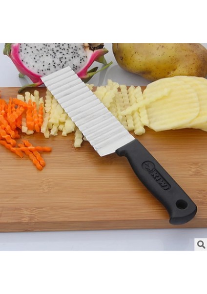 Bir Stil Patates Kızartma Kesici Paslanmaz Çelik Tırtıklı Bıçak Kolay Dilimleme Muz Meyve Patates Dalga Bıçağı Doğrayıcı Mutfak Aksesuarları (Yurt Dışından)