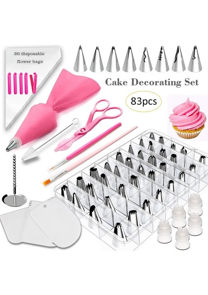 HG91106-PEMBE Stil Pembe Kek Pikap Seti Kek Standı Döner Tabla Döner Dekorasyon Kiti Pasta Tüpü Fondan Aracı Tatlı Pişirme Araçları (Yurt Dışından)