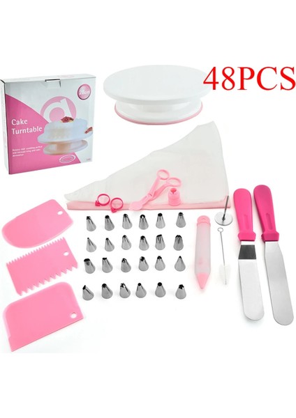 HG91106-PEMBE Stil Pembe Kek Pikap Seti Kek Standı Döner Tabla Döner Dekorasyon Kiti Pasta Tüpü Fondan Aracı Tatlı Pişirme Araçları (Yurt Dışından)