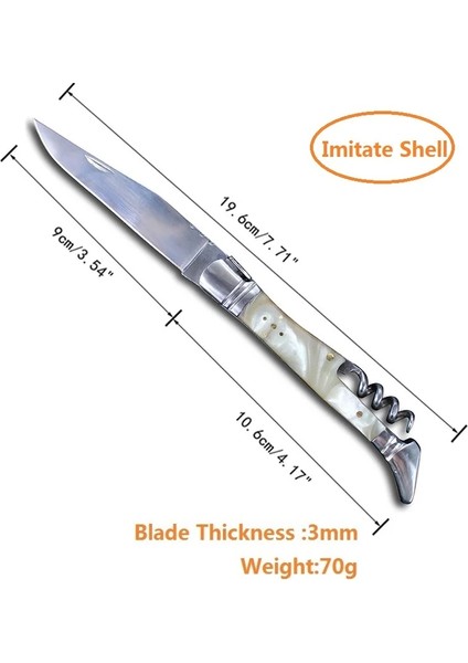 19.6cm Taklit Kabuk Stili Profesyonel Şarap Tirbuşon Konserve Açacağı Bira Kavanoz Şişe Açacakları Ahşap Saplı Katlanır Şarap Bıçağı Laguiole Şarap Aksesuarı (Yurt Dışından)