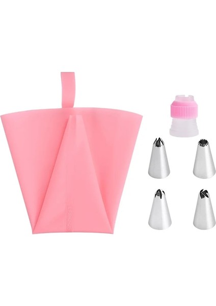 6 Adet-Pembe Tarzı Dekorasyon Ipucu + Pasta Çantaları + 1 Adet Dekorasyon Ağız Dönüştürücü Paslanmaz Çelik Kek Dekorasyon Aracı Silikon Pasta Torbası (Yurt Dışından)