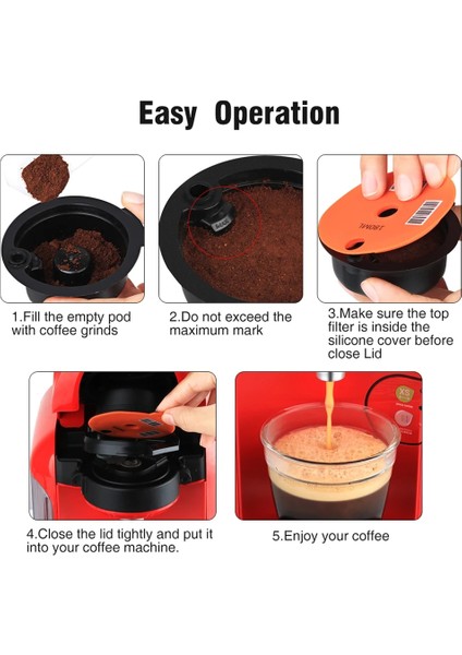 180ML Set 2 Stil ml Yeniden Kullanılabilir Kahve Kapsül Bölmeleri Nespresso Kahve Kapsül Bölmesi Bosch Tassimo ile Uyumlu Silikon Kapak (Yurt Dışından)