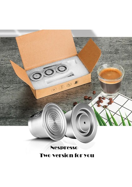 Açık Sarı Stil Nespresso Doldurulabilir Kapsül Için Icafilas Iki Versiyon Yeniden Kullanılabilir Paslanmaz Çelik Yeniden Kullanılabilir Kahve Filtresi Espresso Kahve Pod (Yurt Dışından) indirimleri
