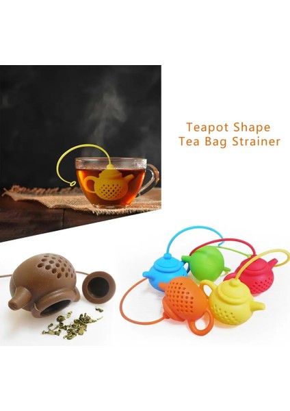 Mavi Stil Renk Yaratıcı Çaydanlık Şeklinde Çay Demlik Süzgeç Silikon Çay Poşeti Yaprak Filtre Difüzör Çay Takımı Çaydanlık Aksesuar Mutfak Gadget'ı (Yurt Dışından)