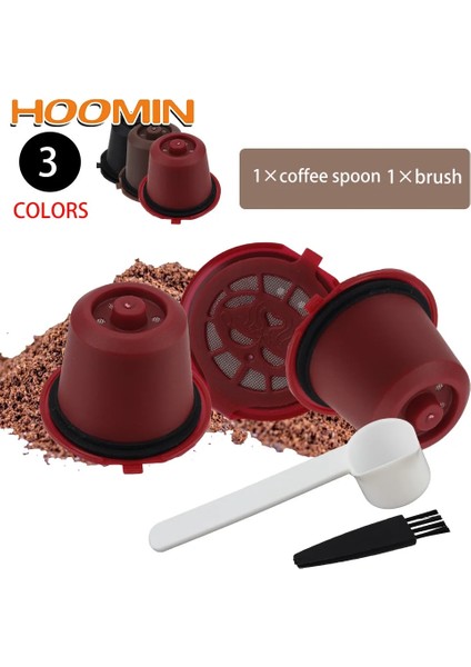 Kumral Tarzı Hoomın Kahve Filtresi Kahve Kapsül Kupası Kaşık Fırçalı Nespresso Için Yeniden Kullanılabilir (Yurt Dışından)