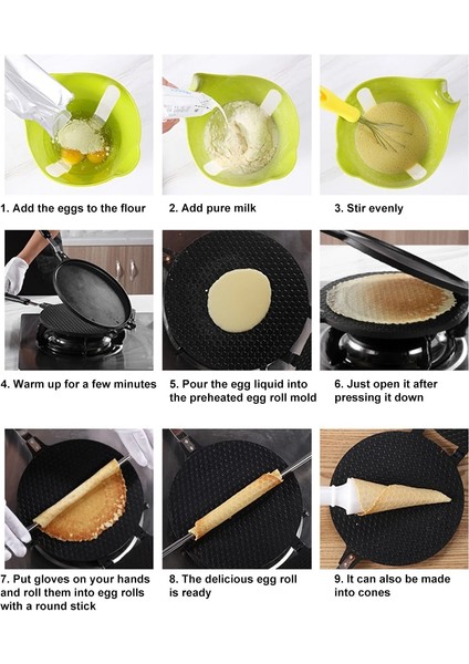 Siyah Stil Yapışmaz Yumurta Rulo Makinesi Çıtır Omlet Kalıp Dondurma Koni Makinesi Alüminyum Alaşımlı Pişirme Tavası Waffle Kek Bakeware Pişirme Araçları (Yurt Dışından) fırsatları