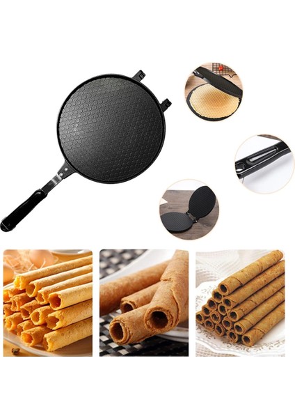 Siyah Stil Yapışmaz Yumurta Rulo Makinesi Çıtır Omlet Kalıp Dondurma Koni Makinesi Alüminyum Alaşımlı Pişirme Tavası Waffle Kek Bakeware Pişirme Araçları (Yurt Dışından) indirimleri