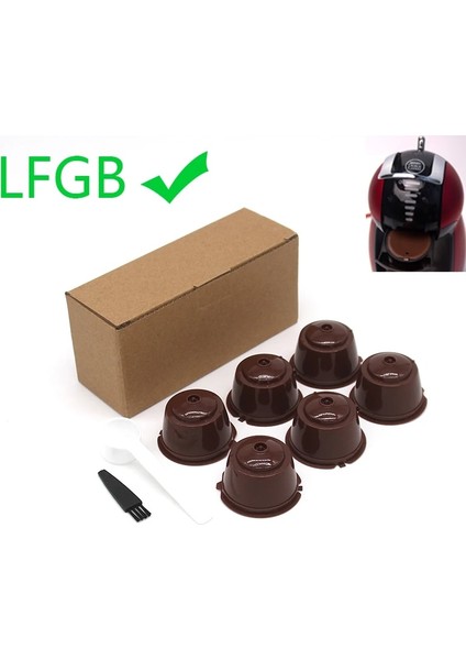 6 Adet-Mor Tarzı 6 Adet Fit Dolce Gusto Kahve Kapsülü Yeniden Kullanılabilir Kahve Pod Nescafe Dolce Gusto Kaşık ile Fırça Mutfak Aksesuarları (Yurt Dışından)