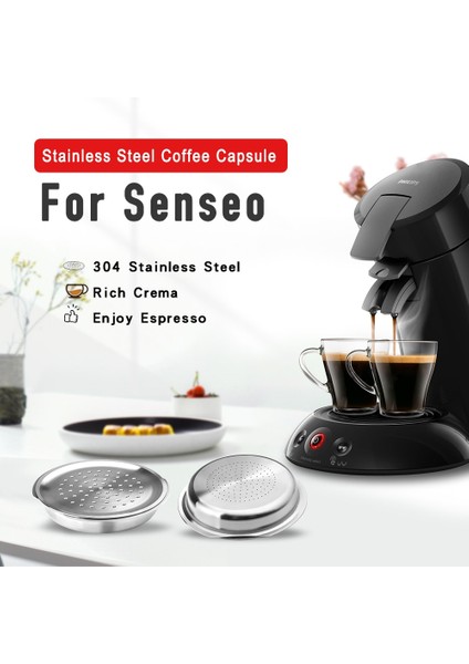 Koyu Haki Stili Icafilasphilips Senseo Makinesi Için Paslanmaz Çelik Kahve Kapsül Kapakları Yeniden Kullanılabilir Filtre Espresso Kahve Makinesi (Yurt Dışından)