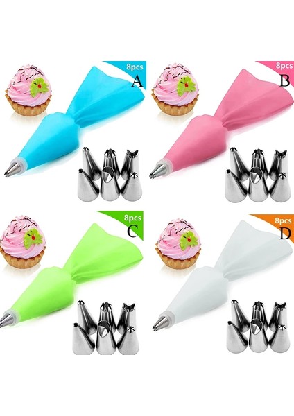 8 Adet--Mavi Tarzı Et Silikon Pasta Torbası Ipuçları Mutfak Dıy Kek Buzlanma G Kremalı Kek Dekorasyon Araçları Yeniden Kullanılabilir Pasta Torbası (Yurt Dışından) fırsatları