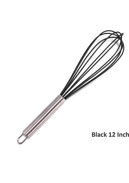 Siyah 12 Inç Stili Jankng Inç Renkli Yumurta Çırpma Paslanmaz Çelik Yumurta Çırpma Mutfak Tel Balon Çırpma Süt Yumurta Çırpıcı Karıştırma Mikser Aracı (Yurt Dışından)