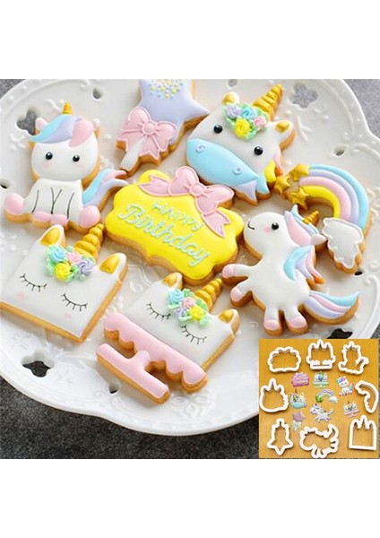 Bir Stil Et Dıy Sevimli Karikatür Unicorn At Şekli Fondan Kek Kurabiye Kesici Kalıp Bisküvi Dekorasyon Kalıpları Mutfak Pişirme Araçları (Yurt Dışından) fırsatları