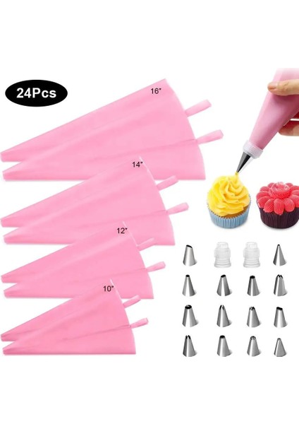0924-SET-PEMBE Tarzı Pembe Kek Pikap Seti Kek Standı Döner Tabla Döner Dekorasyon Kiti Pasta Tüpü Fondan Aracı Tatlı Pişirme Araçları (Yurt Dışından)