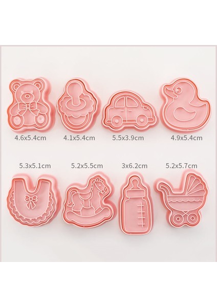8 Adet Set Stili Bebek 3D Oyuncak Ayı Arabası Kurabiye Kek Kesici Pişirme Kalıbı Kurabiye Damgası Bisküvi Kalıbı Fondan Kek Dekorasyon Araçları Sugarcraft (Yurt Dışından)