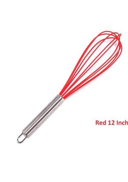 Kırmızı 12 Inç Tarzı Jankng Inç Renkli Yumurta Çırpma Paslanmaz Çelik Yumurta Çırpma Mutfak Tel Balon Çırpma Süt Yumurta Çırpıcı Karıştırma Mikser Aracı (Yurt Dışından)