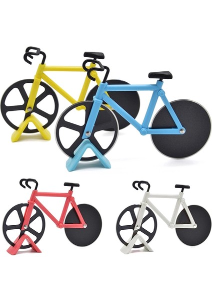 Beyaz Stil Bisiklet Pizza Kesici Bıçaklar Yapışmaz Iki Tekerlekli Bisiklet Şekli Pizza Kesme Bıçağı Tutucu Paslanmaz Çelik Pizza Aracı Mutfak (Yurt Dışından) indirimleri