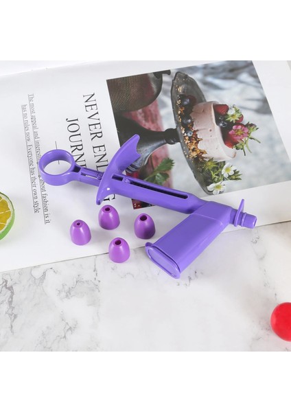 Mor Set Stili Inci Kek Süsleme Topu Fondan Tabancası Dıy Ayrılabilir Sugarcraft Kek Araçları Mor Çikolata Ultra Hafif Kil Yapıcı (Yurt Dışından)