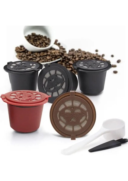 Deve Tarzı Of Kapsül Doldurulabilir Kahve Kapsülü Filtre Bardak Nespresso Makinesi Kapsül Plastik Filtre Bardakları Kaşık Fırça Kahve Gereçleri (Yurt Dışından)