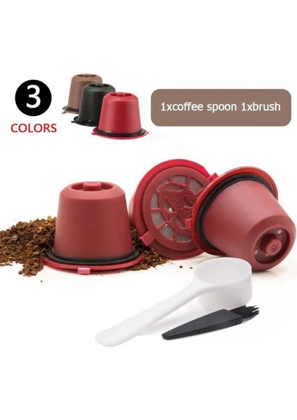 Deve Tarzı Of Kapsül Doldurulabilir Kahve Kapsülü Filtre Bardak Nespresso Makinesi Kapsül Plastik Filtre Bardakları Kaşık Fırça Kahve Gereçleri (Yurt Dışından)