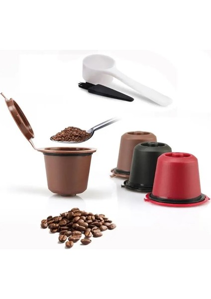 Deve Tarzı Of Kapsül Doldurulabilir Kahve Kapsülü Filtre Bardak Nespresso Makinesi Kapsül Plastik Filtre Bardakları Kaşık Fırça Kahve Gereçleri (Yurt Dışından)