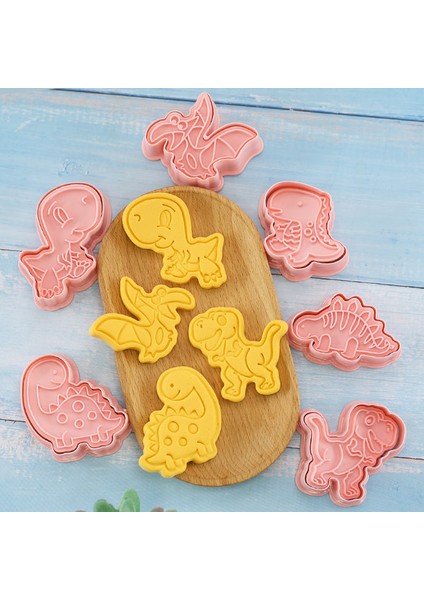 8 Adet Tarzı Et Dinozor Şekli Çerez Kesiciler Plastik 3D Karikatür Basılabilir Bisküvi Kalıbı Çerez Damgası Mutfak Pişirme Pasta Bakeware (Yurt Dışından) fiyatları