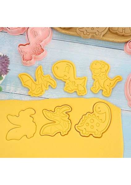 8 Adet Tarzı Et Dinozor Şekli Çerez Kesiciler Plastik 3D Karikatür Basılabilir Bisküvi Kalıbı Çerez Damgası Mutfak Pişirme Pasta Bakeware (Yurt Dışından) modelleri