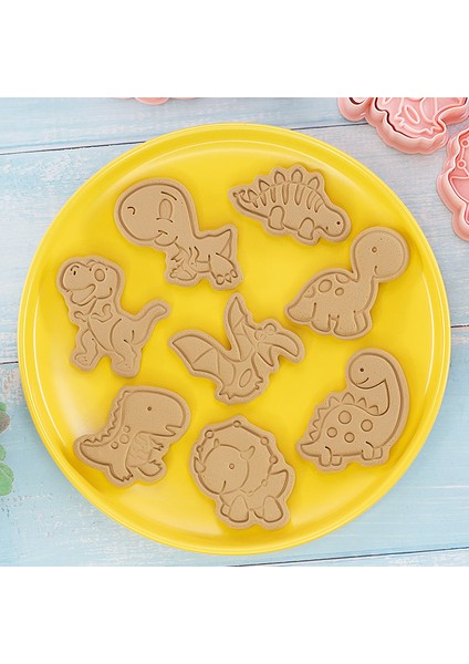 8 Adet Tarzı Et Dinozor Şekli Çerez Kesiciler Plastik 3D Karikatür Basılabilir Bisküvi Kalıbı Çerez Damgası Mutfak Pişirme Pasta Bakeware (Yurt Dışından) fırsatları