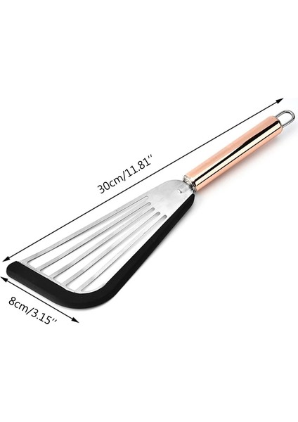 7HH1403353-BK Stili Silikon Kenarlı Paslanmaz Çelik Fatula Mutfak Oluklu Spatula Turner (Yurt Dışından) indirimleri