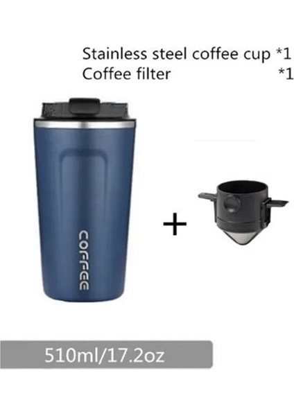 510ML Mavi Stil Yeniden Kullanılabilir Kahve Filtresi Taşınabilir Kahve Seyahat Kupa El Yapımı Kahve Damlatıcı Çay Bardağı Seti Cezve Kahve Gereçleri (Yurt Dışından)
