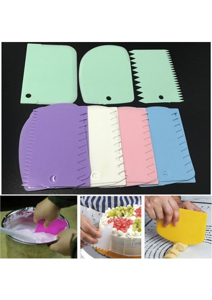 No.3 Tarzı Et Plastik Kek Süsleme Aletleri Hamur Buz Sıyırıcısı Kesiciler Mutfak Aksesuarları Kek Kenarı Pürüzsüzleştirici Kit (Yurt Dışından)