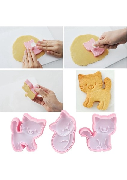 3 Adet Set Stili Et Sevimli Kedi Yavru Kurabiye Kalıpları Fondan Kesici Bisküvi Kesici Kek Pasta Kalıbı Kek Dekorasyon Mutfak Dıy Pişirme Malzemeleri (Yurt Dışından) fiyatları