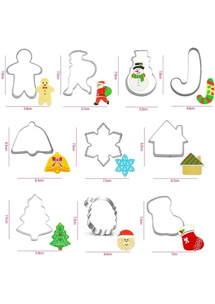 Noel Stili Için 10 Adet Et Çerez Kesici Bisküvi Kalıbı Paslanmaz Çelik Gülen Tipi Dıy Çerez Bisküvi Kalıbı Kek Pişirme Araçları Mutfak Bakeware Kalıp (Yurt Dışından)
